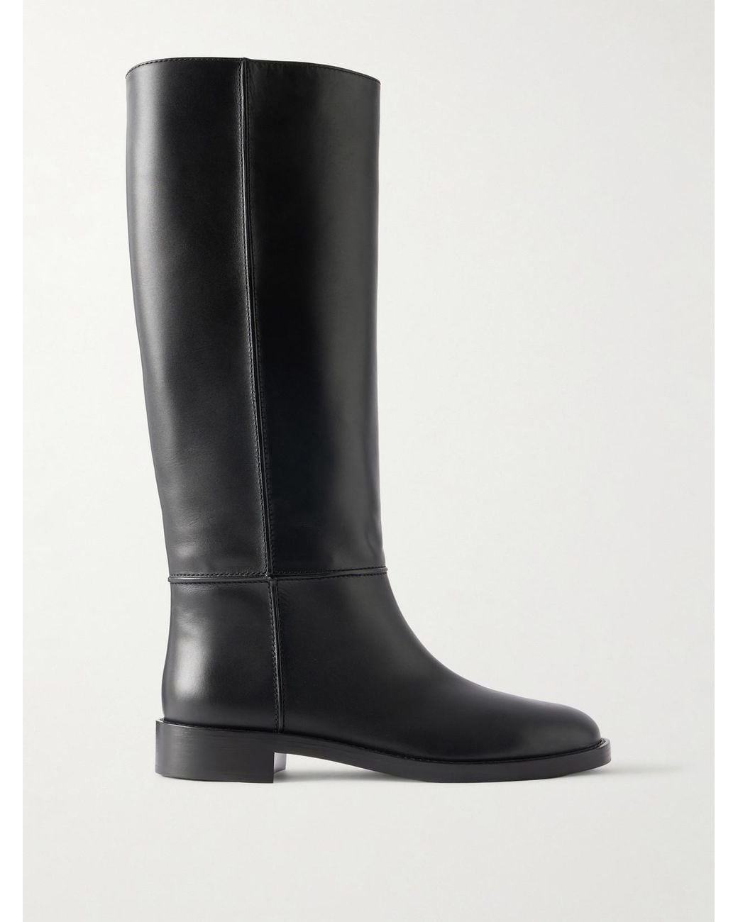 Gianvito Rossi Black Étrier Flat Leather Knee Boots