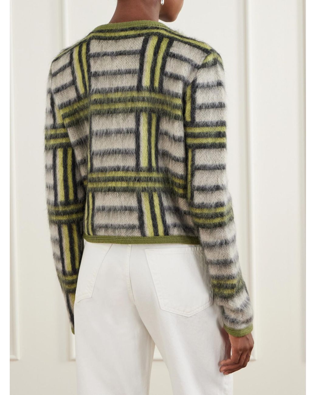 LaDoubleJ Green Check Wool-Blend Cardigan