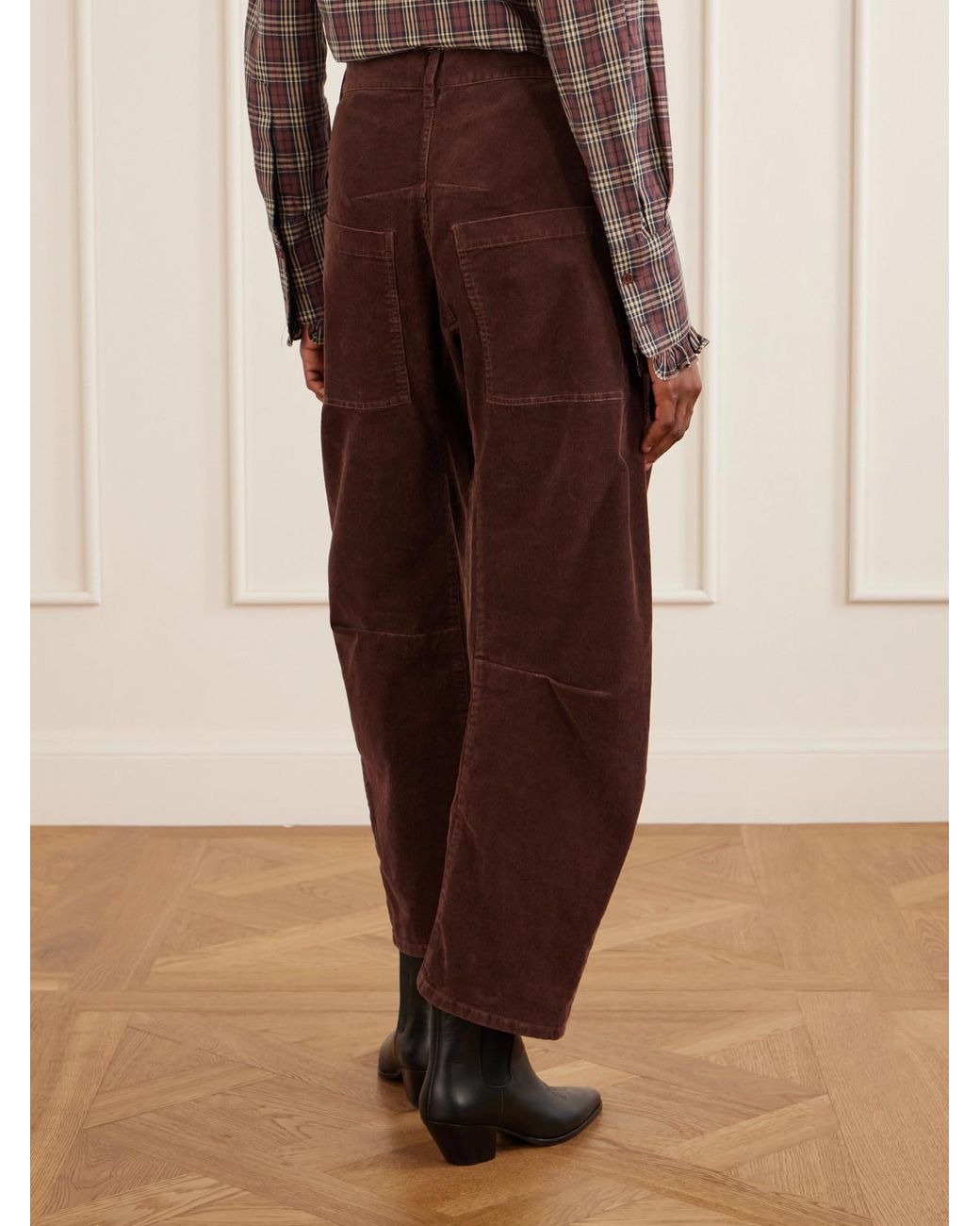 Nili Lotan Purple Shon Cotton-Blend Twill Barrel-Leg Pants