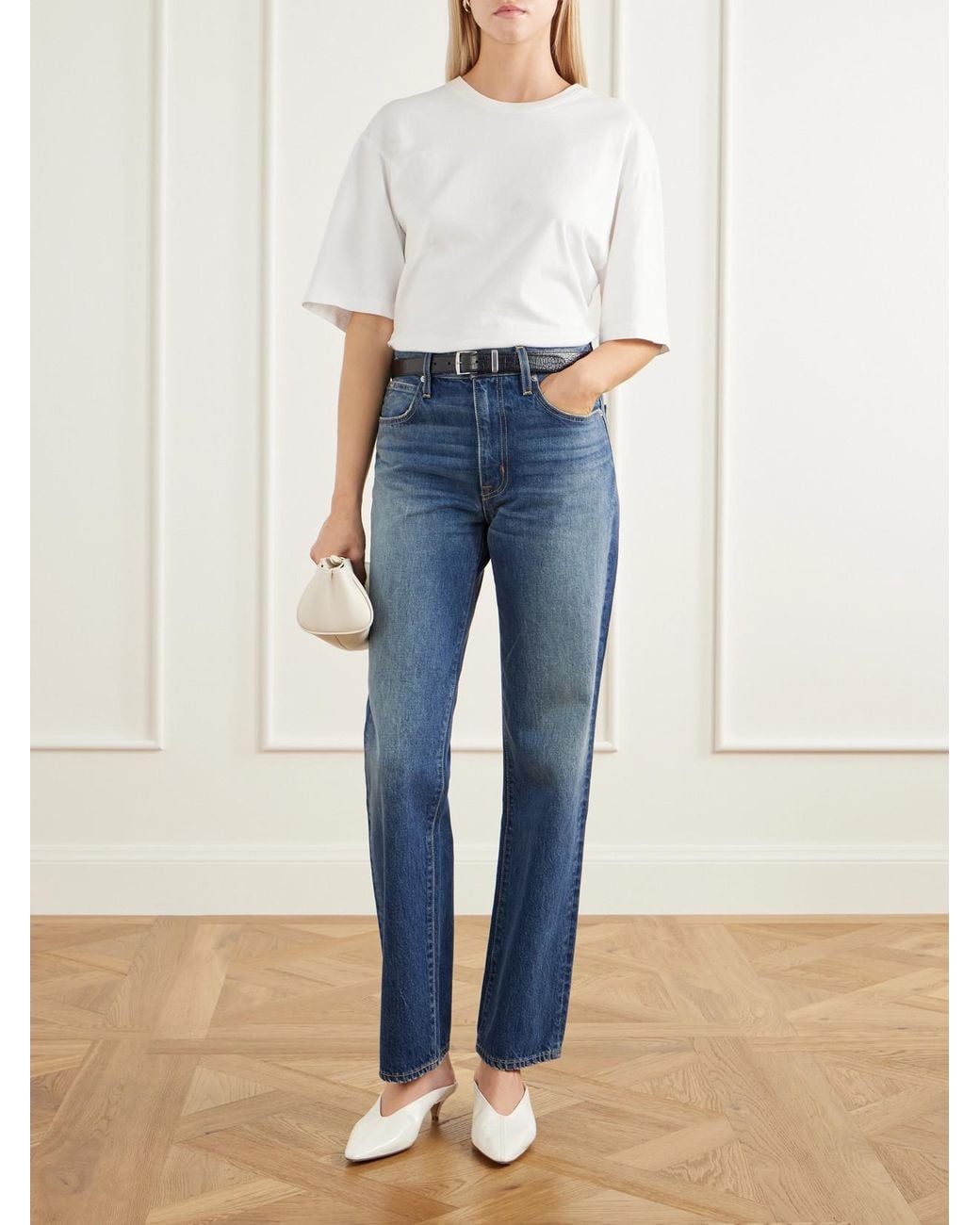 SLVRLAKE Denim Blue Kendra High-Rise Straight-Leg Jeans