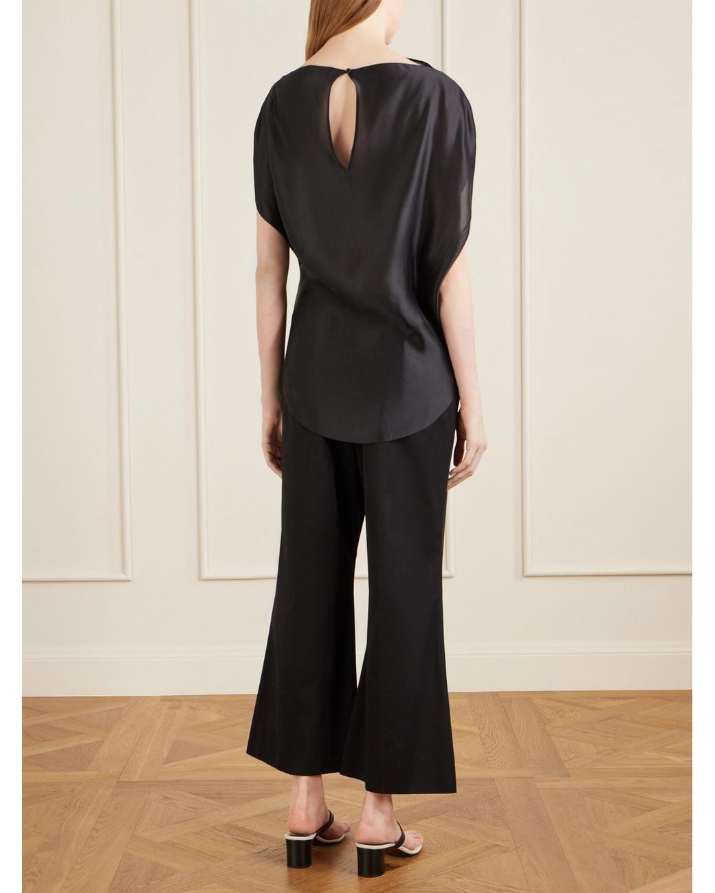 Khaite Black Poppi Satin Blouse
