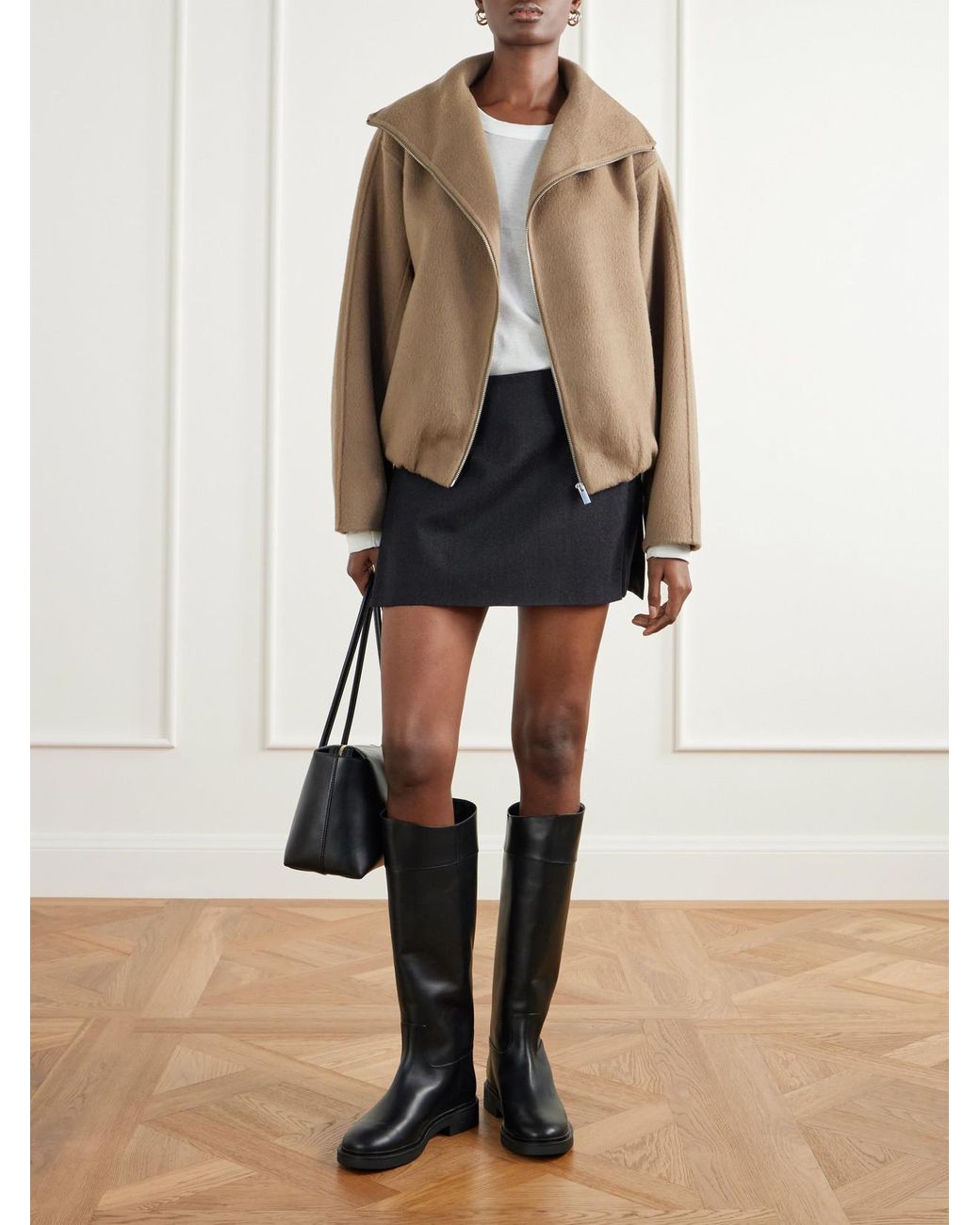 Aquazzura Black Ride 30 Leather Knee Boots
