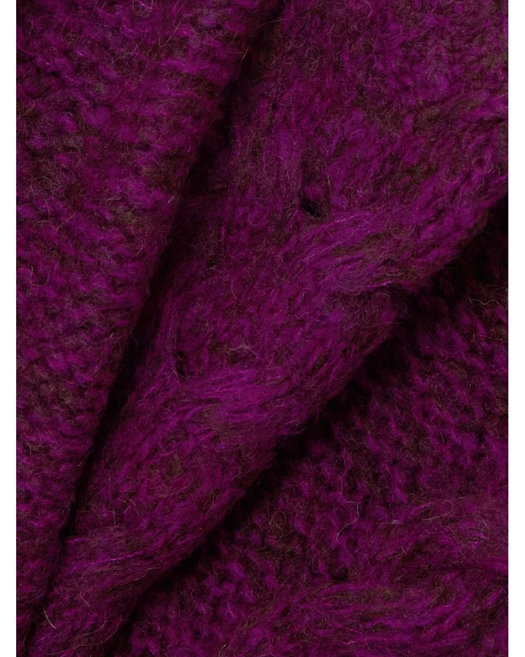 Bode Purple Eiderdown Cable-Knit Alpaca, Mohair And Silk-Blend Sweater