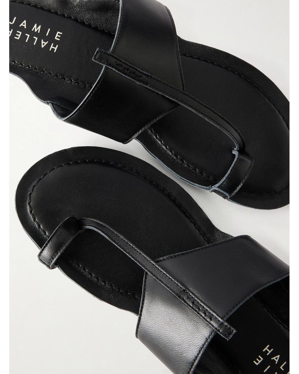 Jamie Haller Black The Toe Thong Leather Sandals