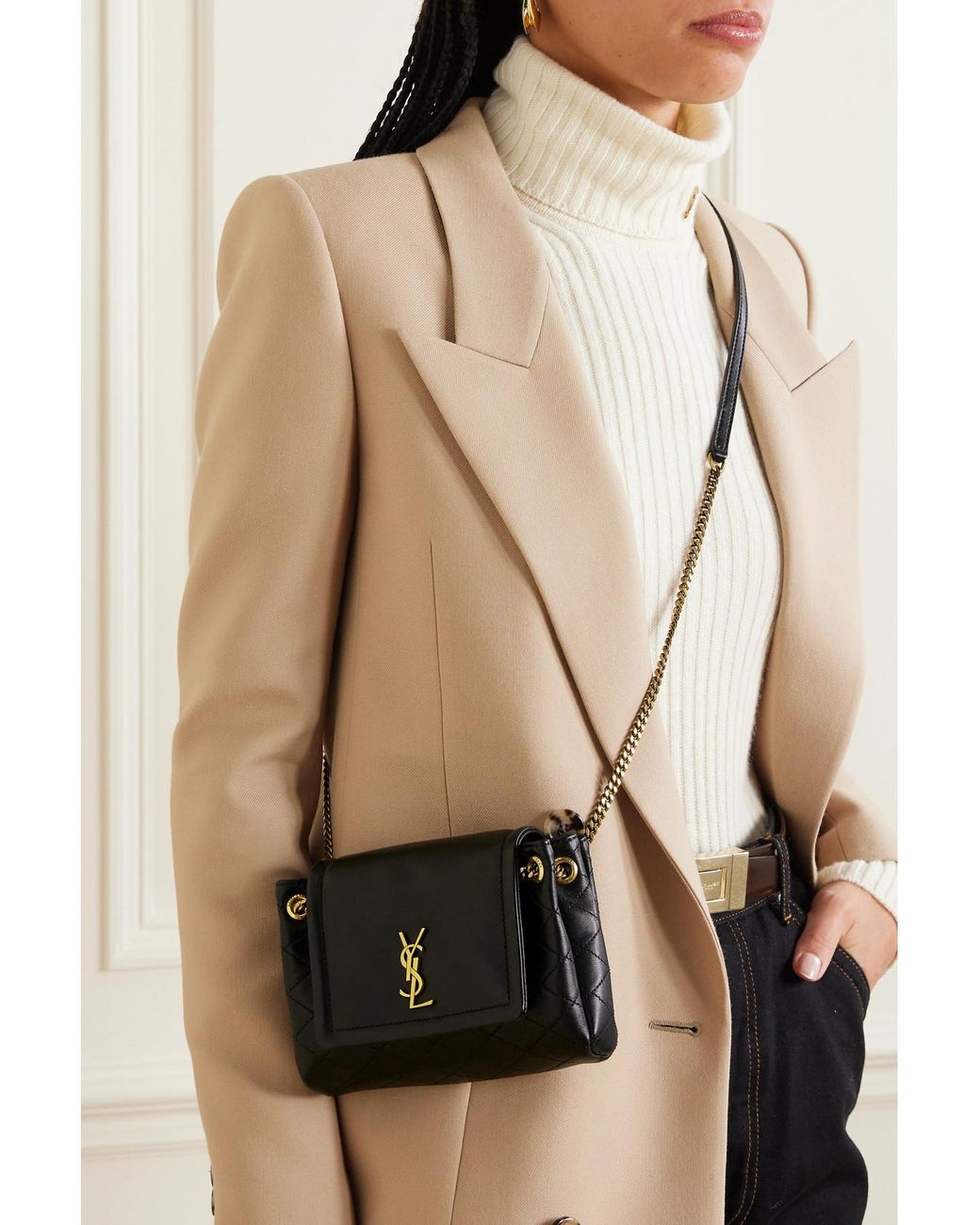 Saint Laurent Black Nolita Mini Quilted Leather Shoulder Bag