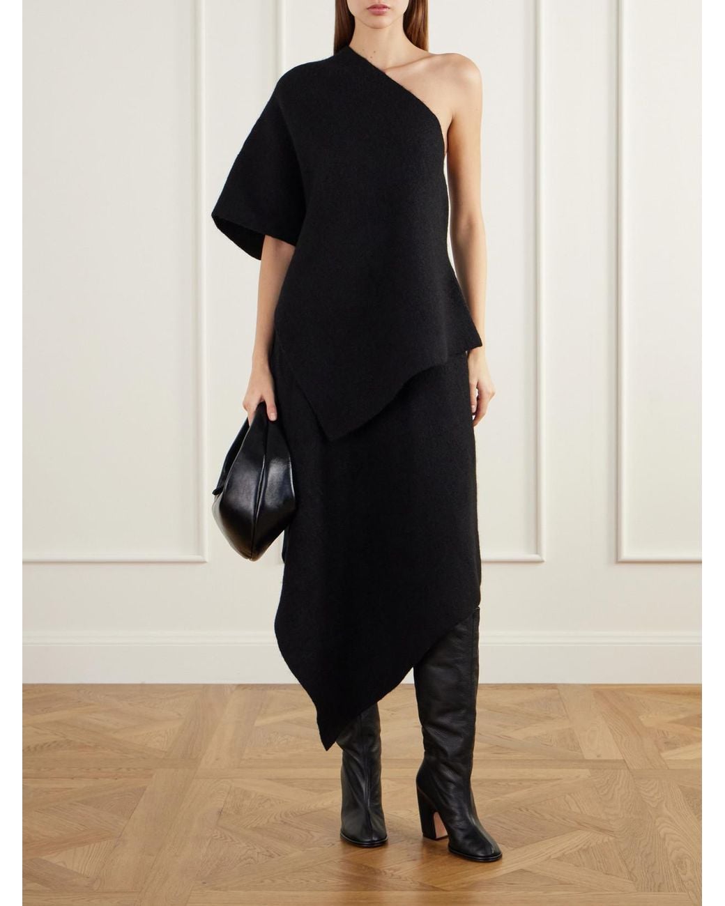 Lauren Manoogian Blue Manta Asymmetric Wool, Alpaca And Cotton-Blend Felt Midi Skirt