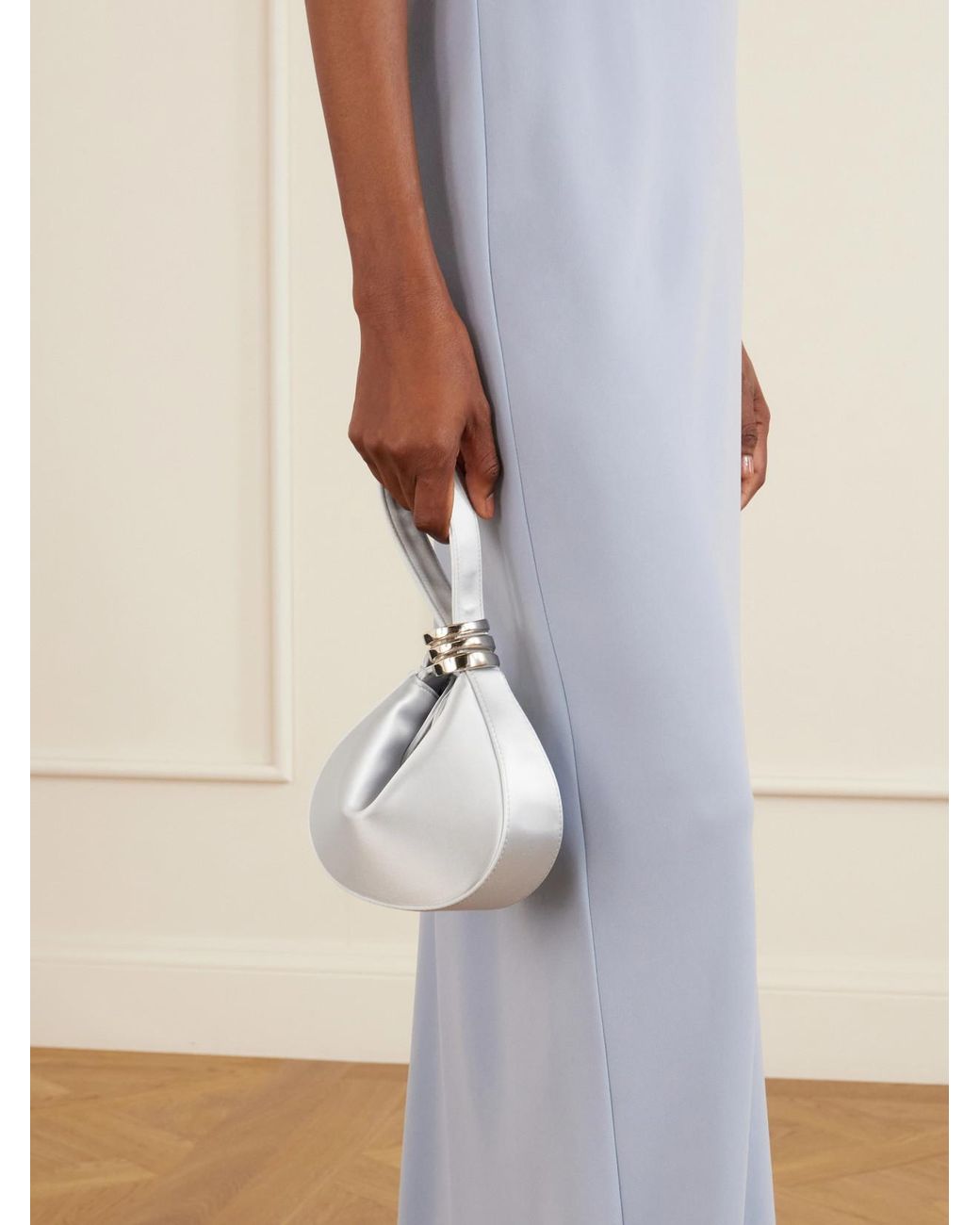 Amanu White The Zambia Mini Satin Top-Handle Bag