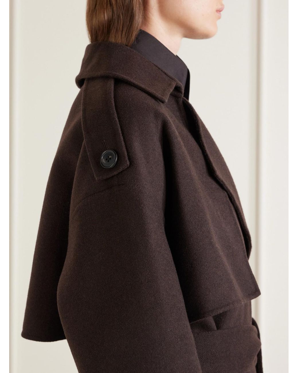 Khaite Black Manston Belted Wool Coat