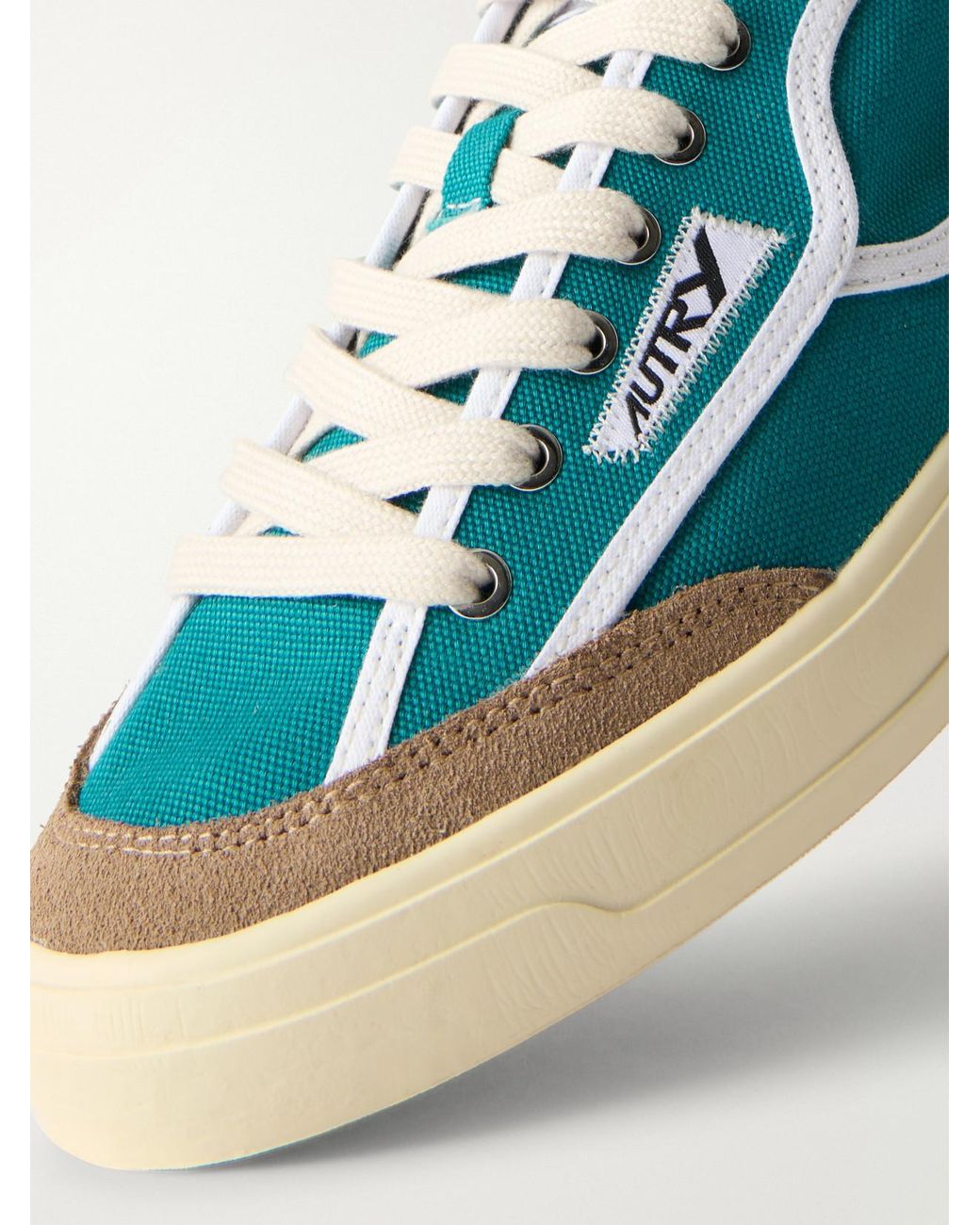 Autry Blue Windscape Low Suede-Trimmed Canvas Sneakers