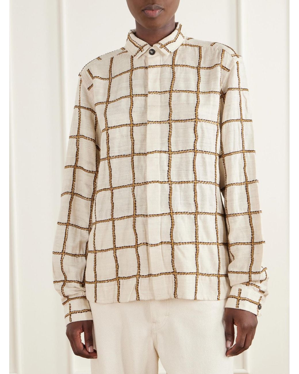 Kartik Research Natural Embroidered Woven Silk Shirt
