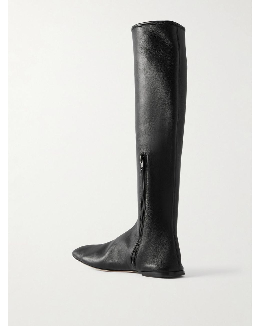Christen Black Tabi Split-Toe Leather Knee Boots