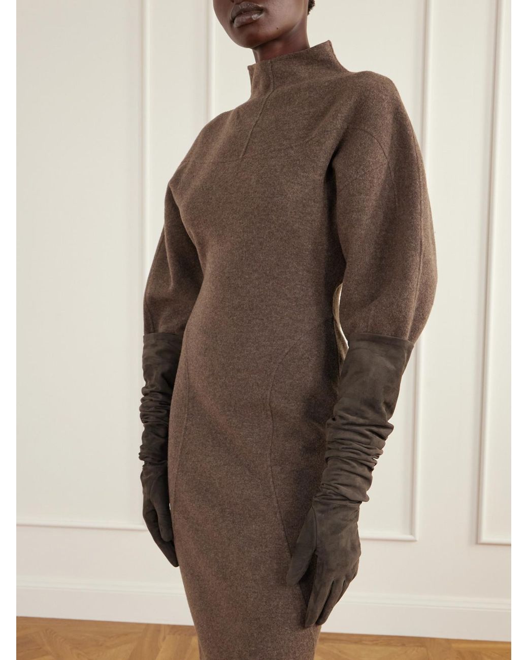 Max Mara Brown Suede Gloves