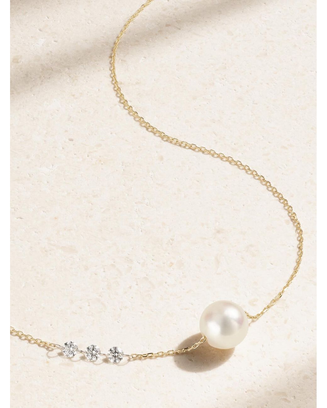 Mizuki Natural 14-Karat, Pearl And Diamond Necklace