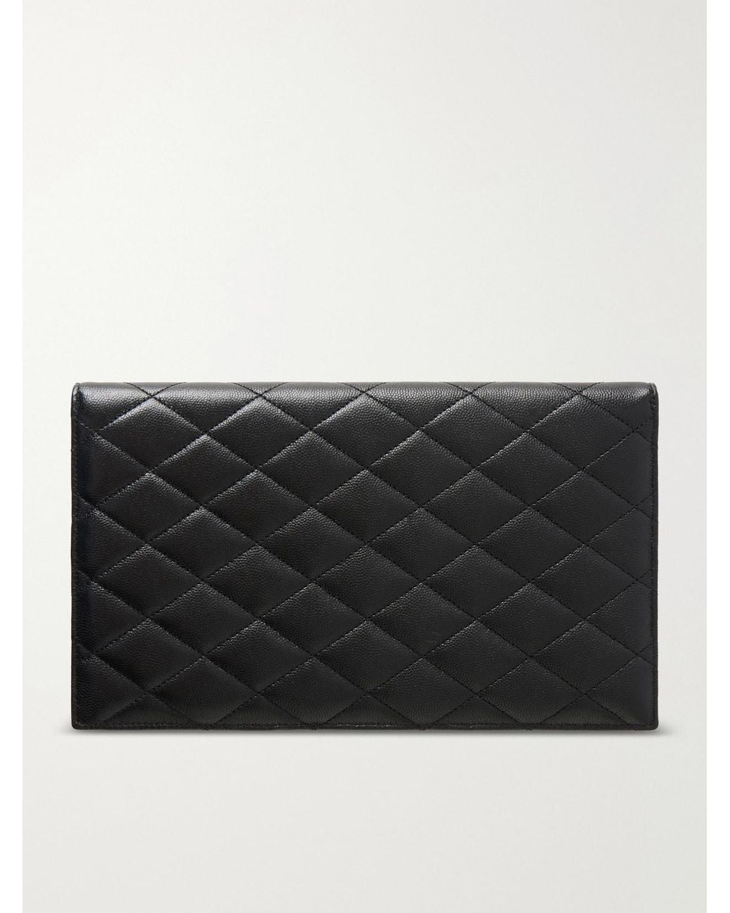 Saint Laurent Black Grain De Sable Leather Clutch