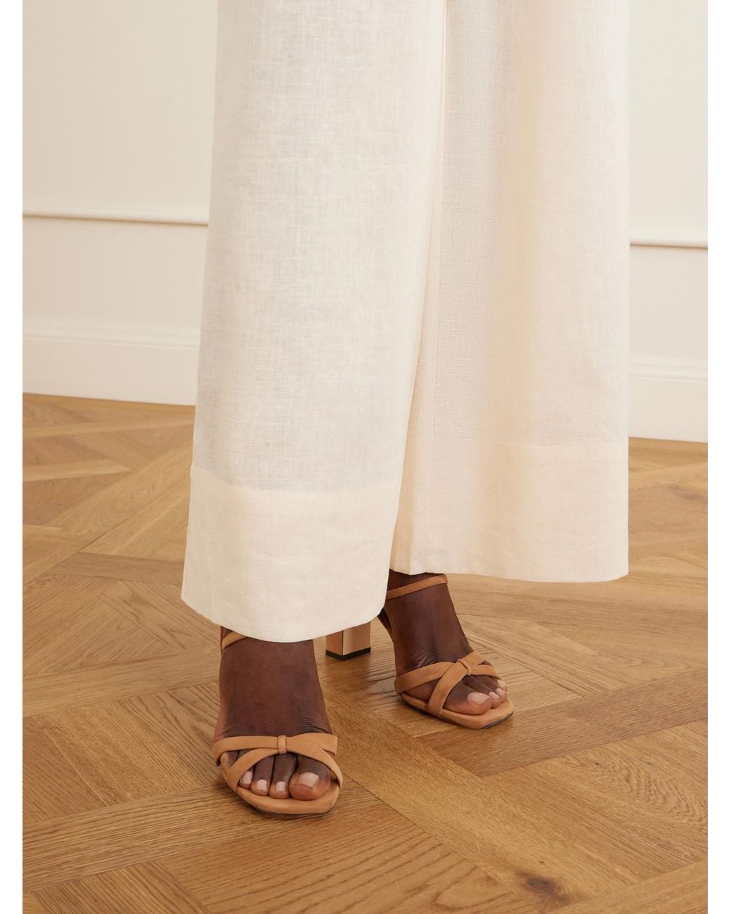 Jimmy Choo Natural Elsy 85 Suede Sandals