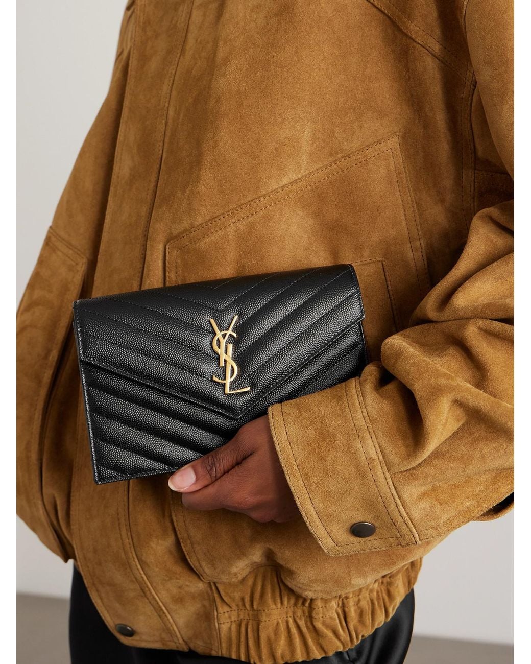 Saint Laurent Black Cassandre Matelassé Textured-Leather Shoulder Bag