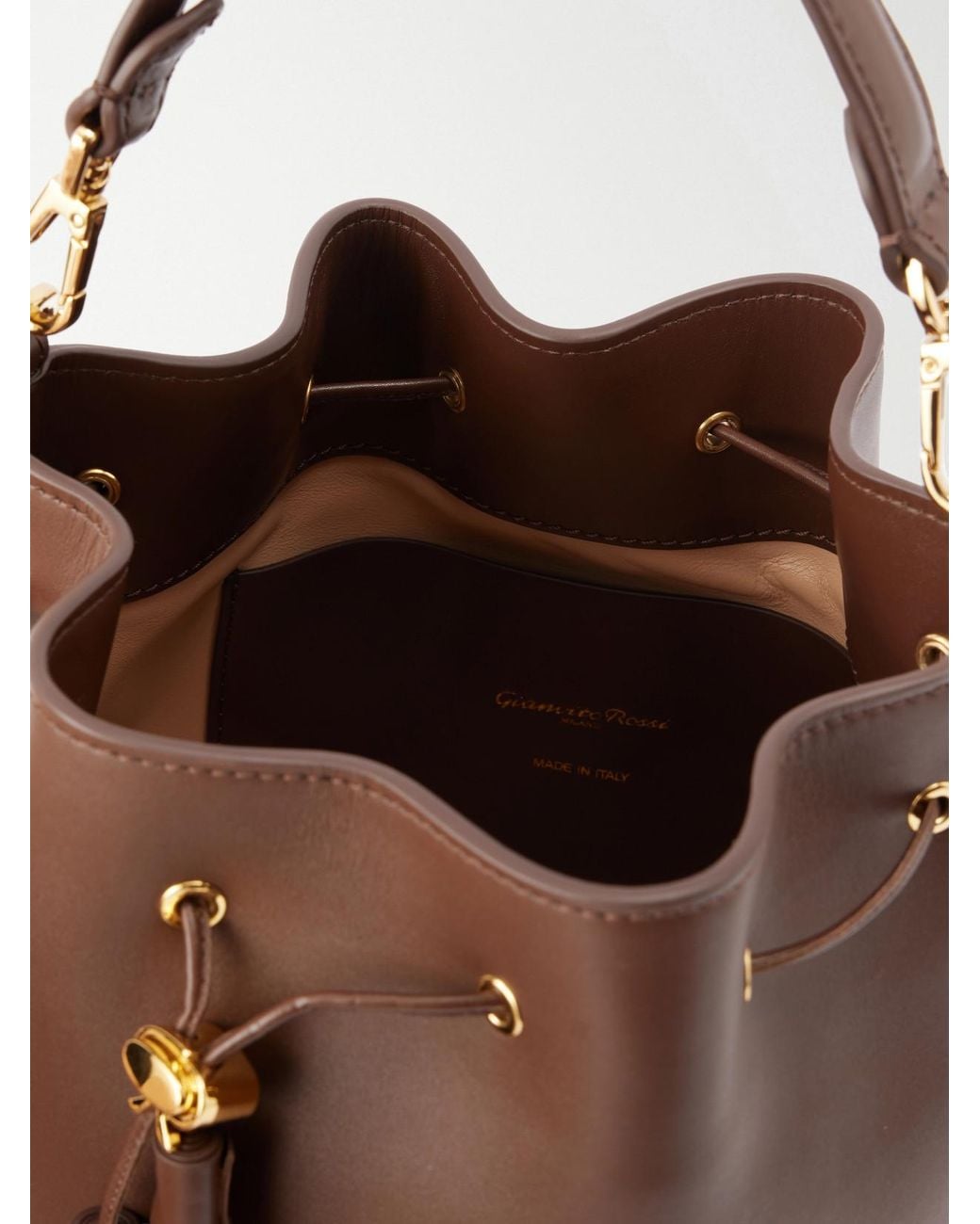 Gianvito Rossi Brown Sienna Tasseled Leather Drawstring Bucket Bag