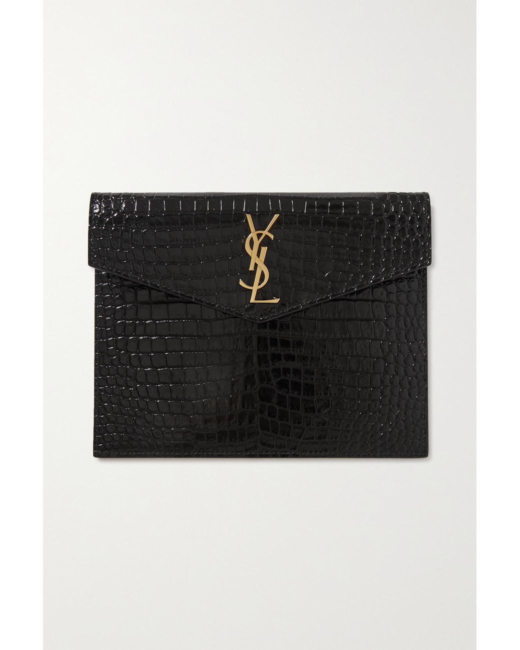 Uptown Baby Pouch in Shiny Crocodile-Embossed Leather