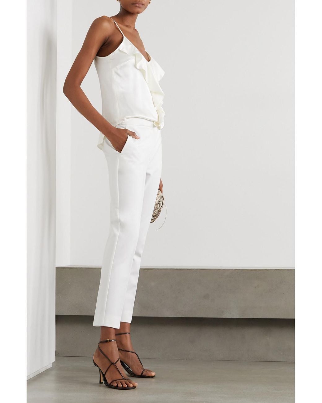 Max Mara White Pegno Cady Tapered Pants