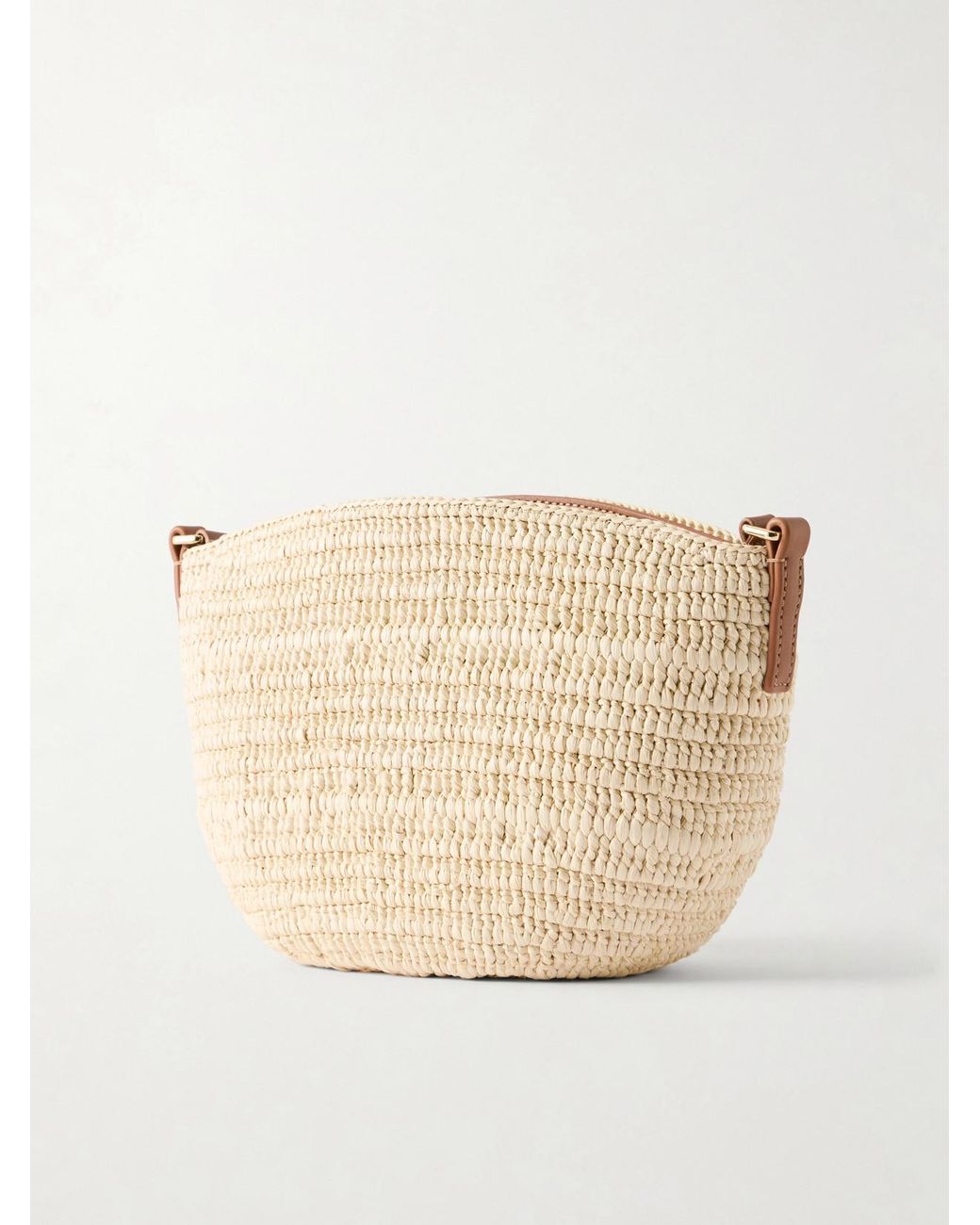 Loewe Natural Paula's Ibiza Eclipse Leather-Trimmed Raffia Shoulder Bag