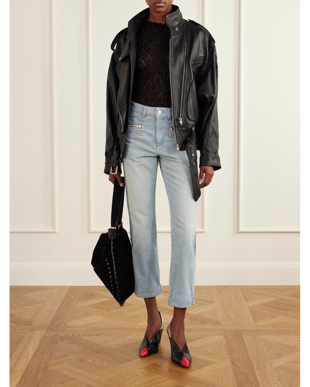 Isabel Marant Blue Revene Cropped Mid-Rise Straight-Leg Jeans