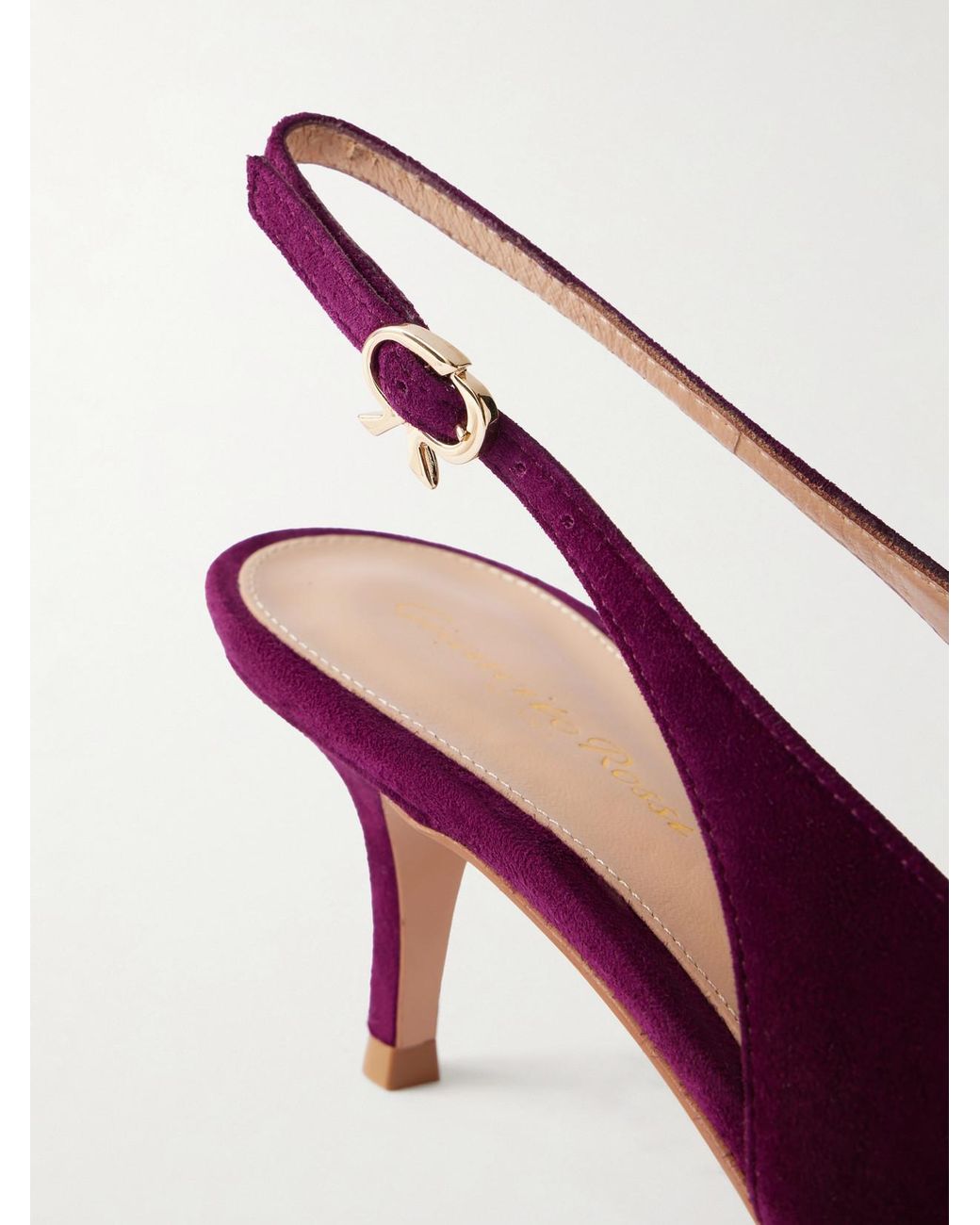 Gianvito Rossi Purple Robbie Sling 55 Suede Slingback Pumps