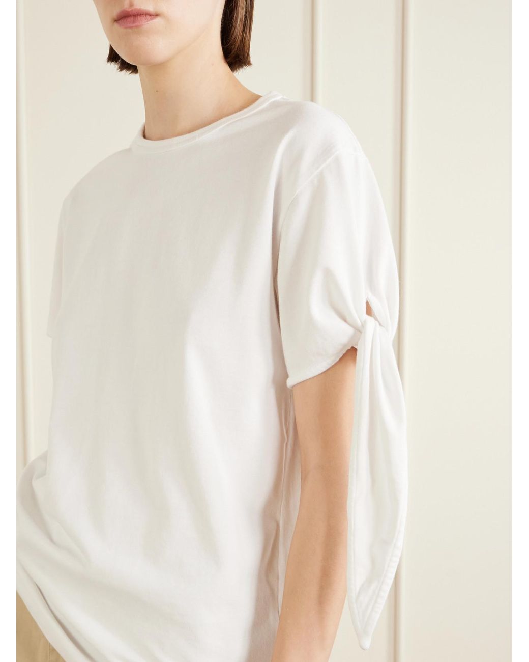 J.W. Anderson White Tie-Detailed Cotton T-Shirt
