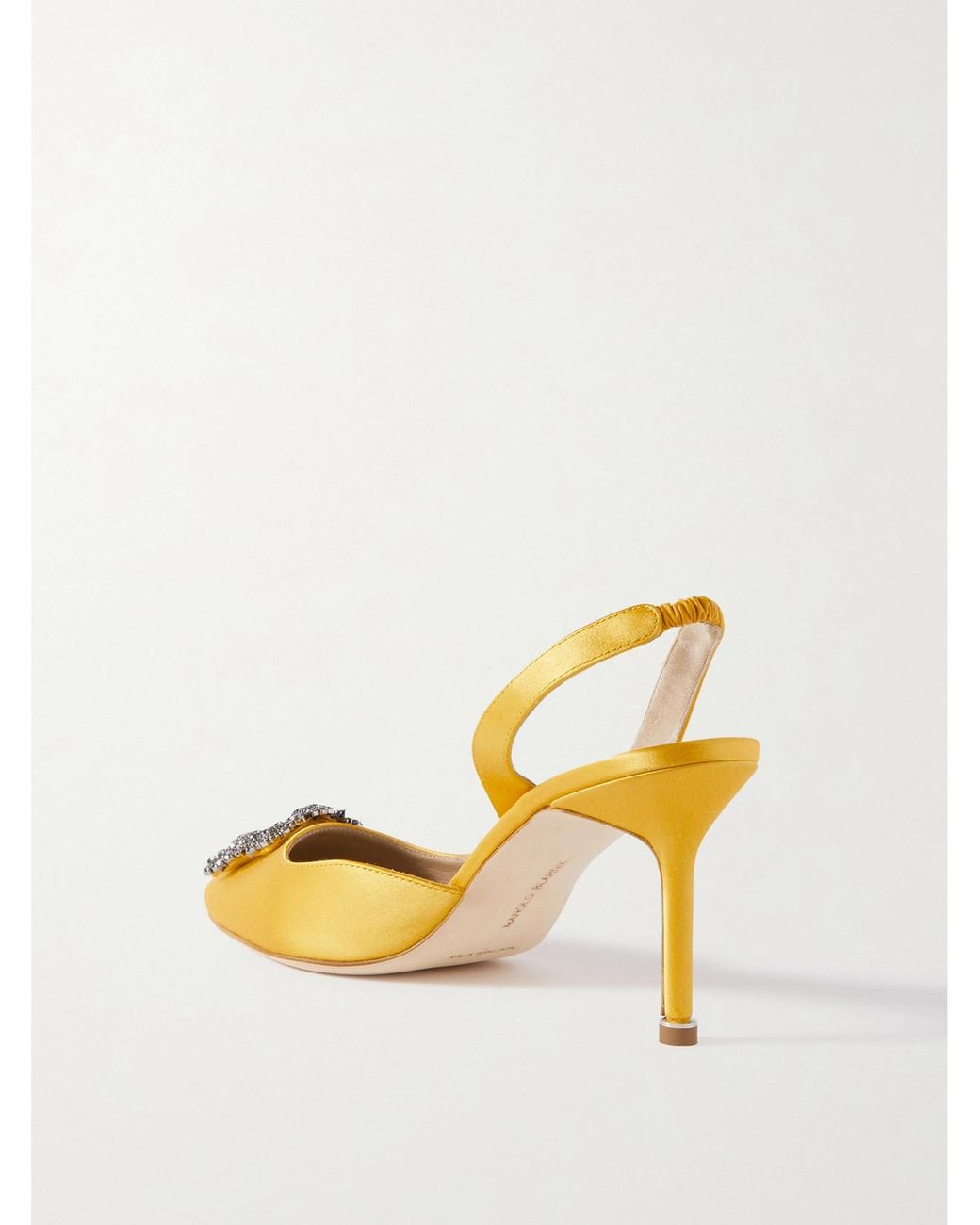 Manolo Blahnik Metallic Hangisli 70 Embellished Satin Slingback Pumps