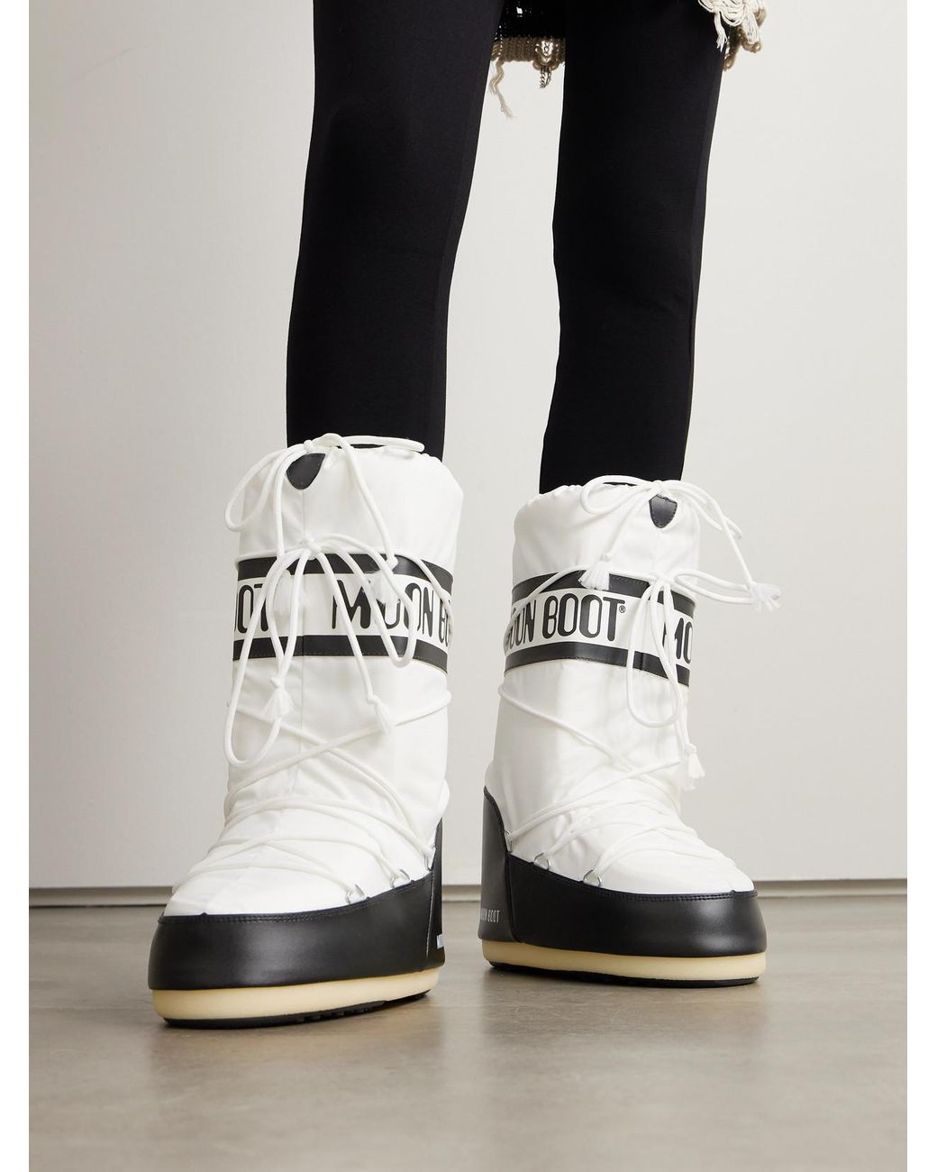 Moon Boot White Icon Shell And Leather-Like Snow Boots