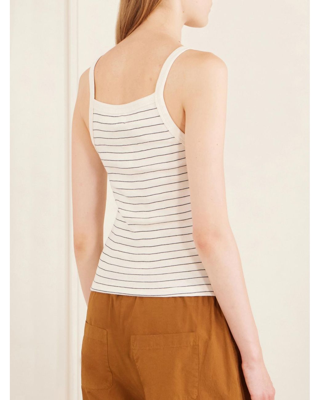 Leset Natural Nando Striped Ribbed Cotton Tank