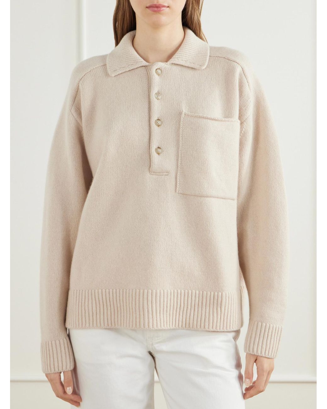 Citizens of Humanity Natural Agatha Wool And Cashmere-Blend Polo Sweater
