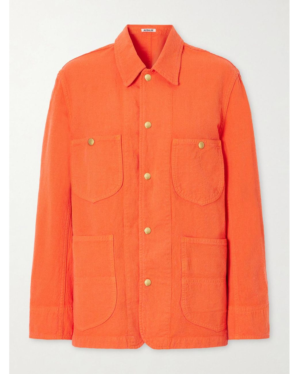 Auralee Orange Wool, Cotton And Linen-Blend Jacket