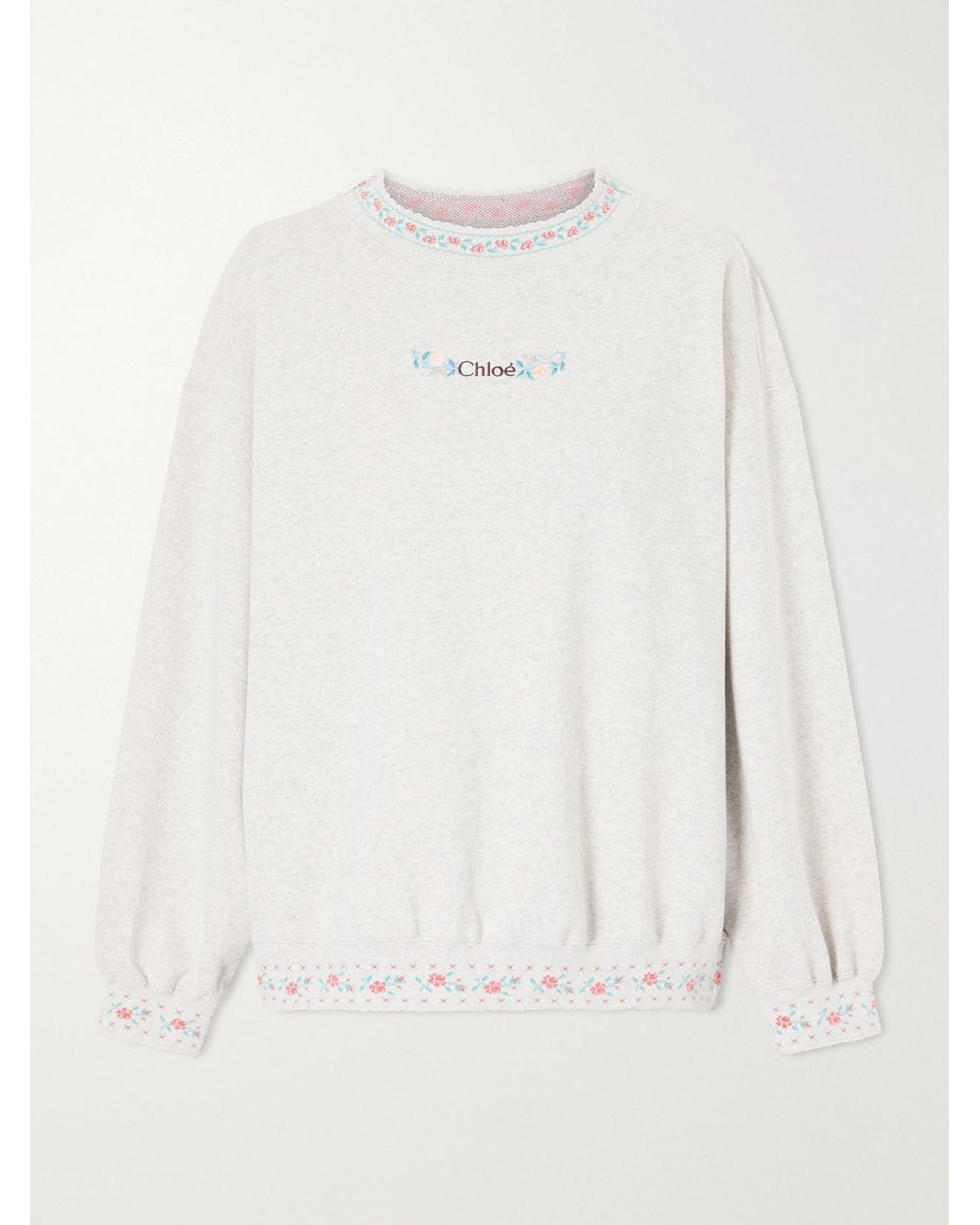 Chloé White Logo-Embroidered Scalloped Cotton-Jersey Sweatshirt