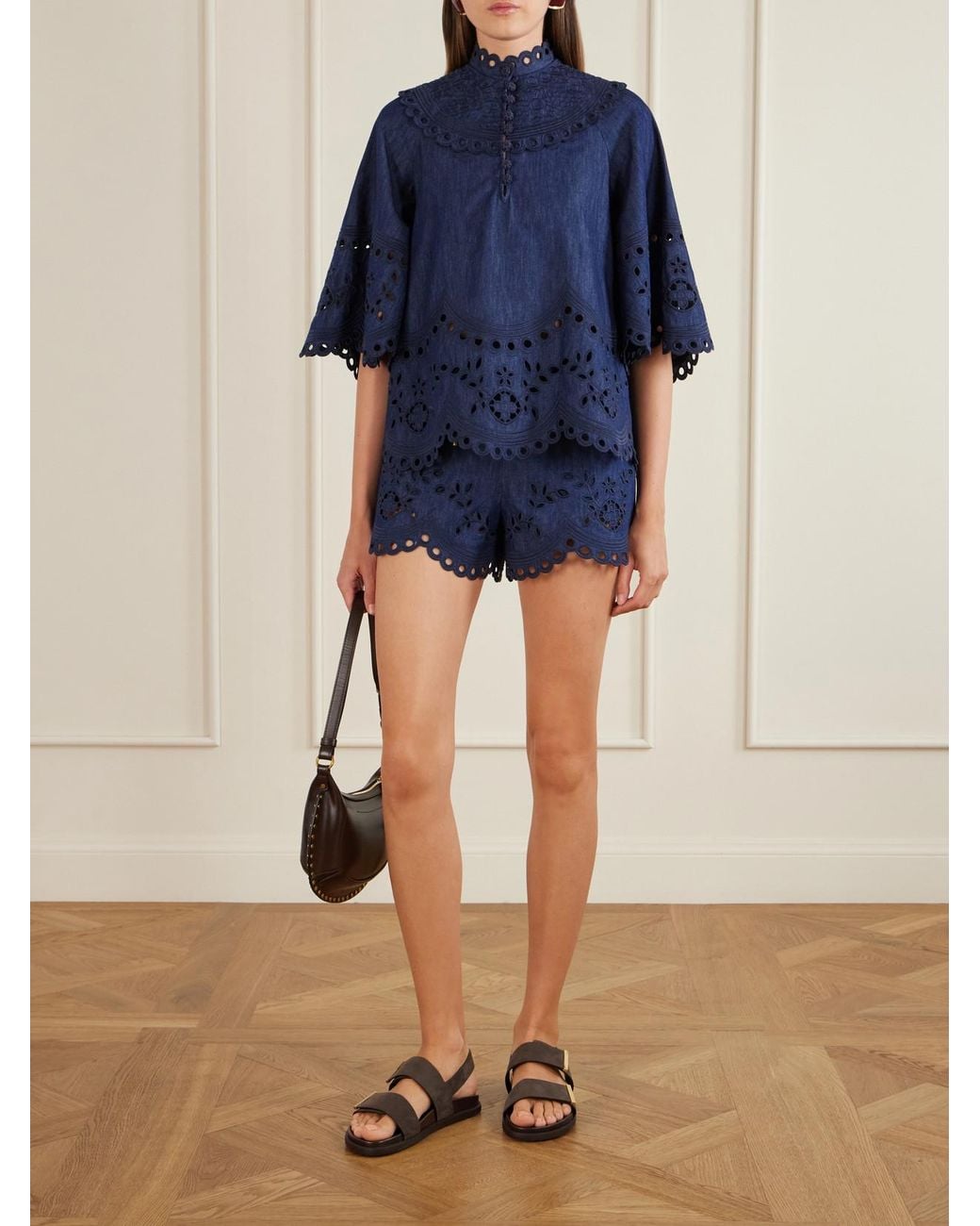 Zimmermann Blue Mahon Broderie Anglaise Denim Shirt