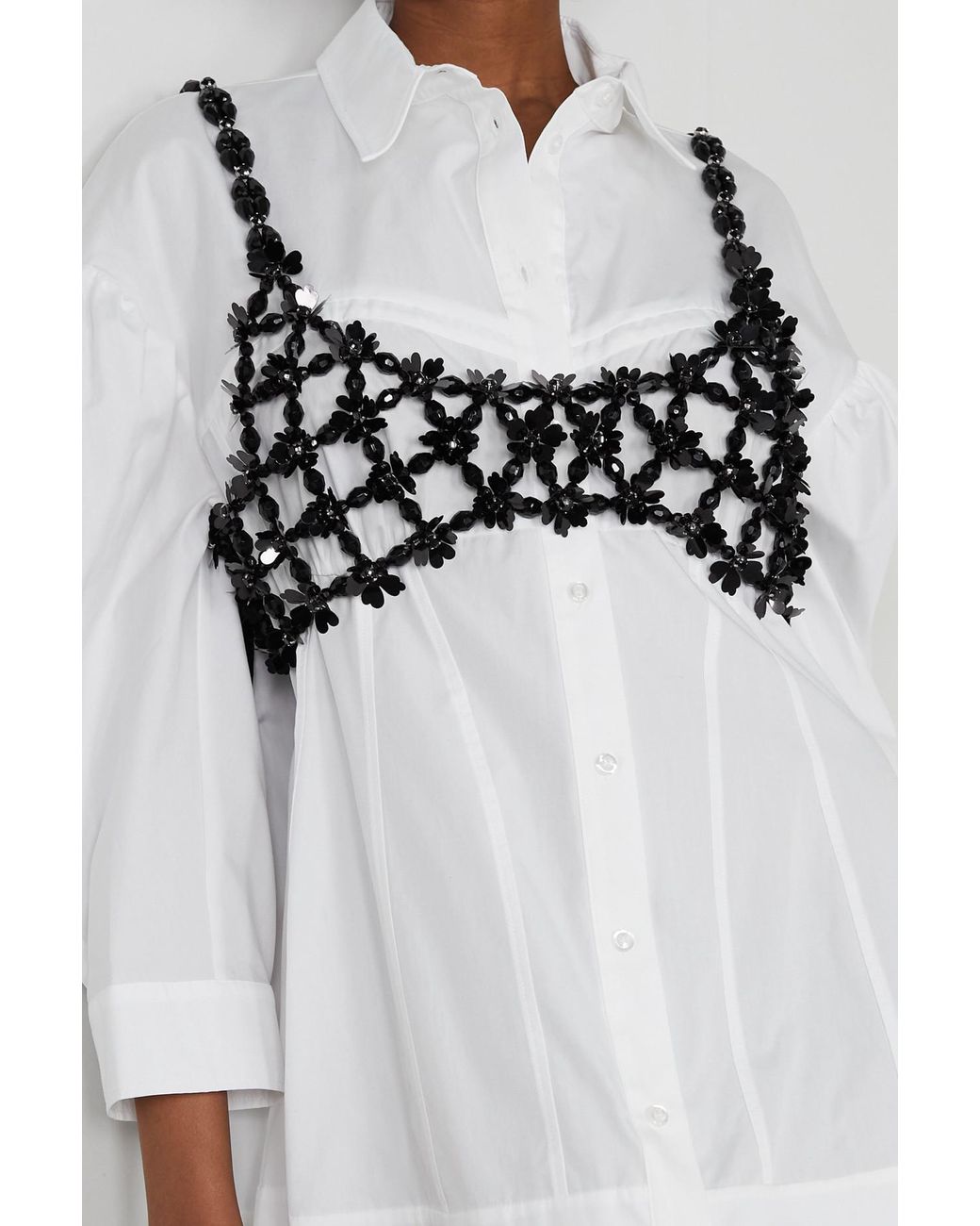 Simone Rocha Crystal-embellished Beaded Bralette in Black