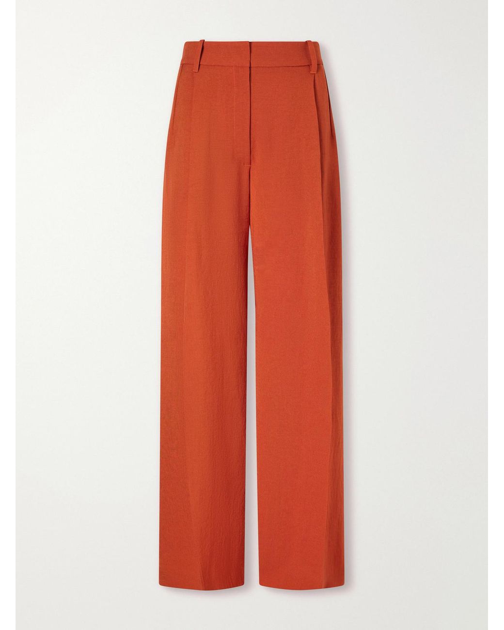 Galvan Orange Roman High-Rise Crepe Straight-Leg Pants