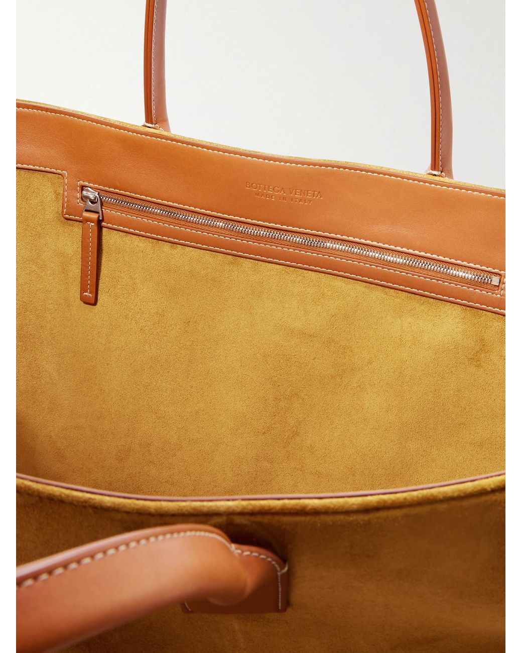 Bottega Veneta Brown Cabat Large Leather-Trimmed Suede Tote