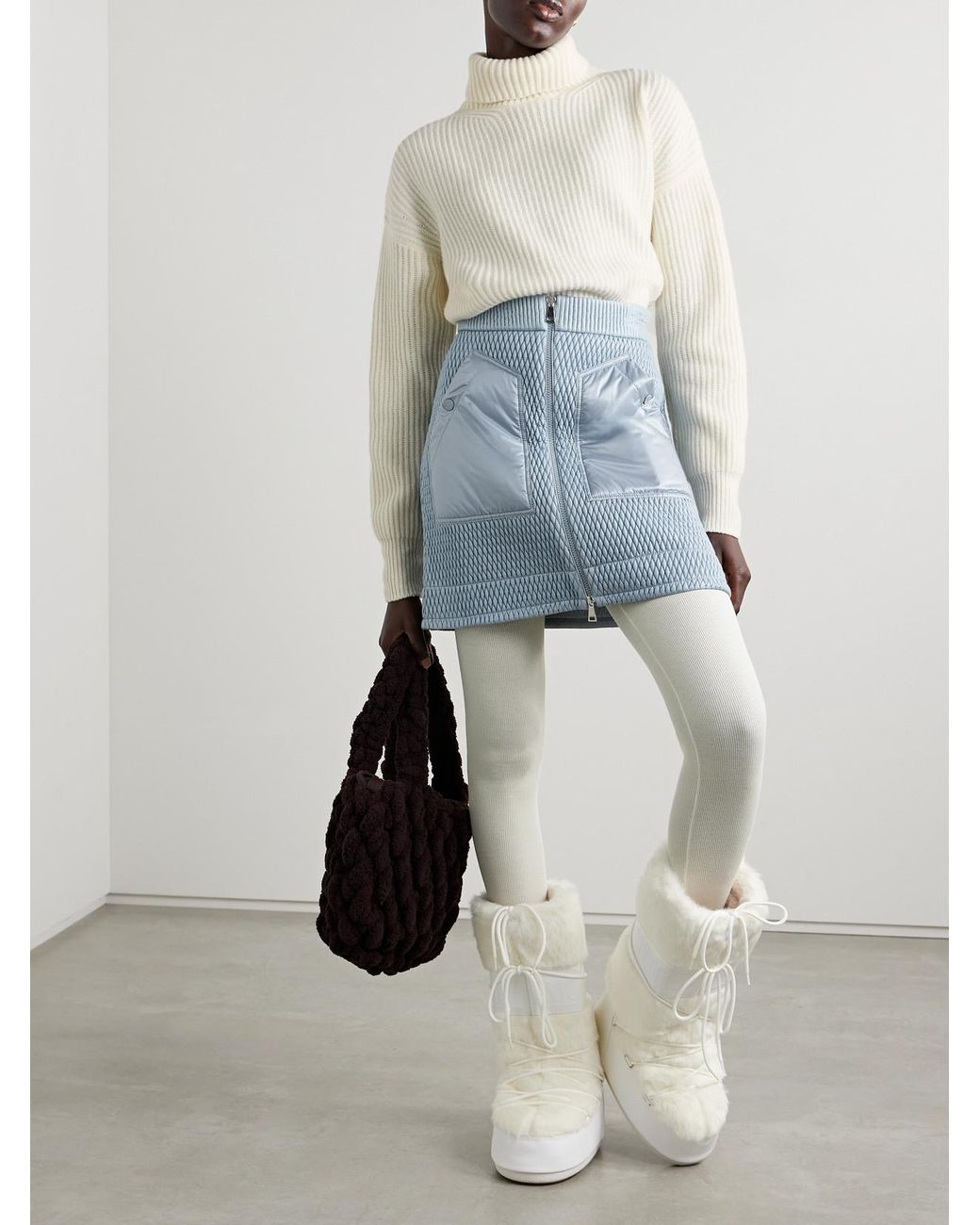 Moncler Natural Ribbed Wool Turtleneck Sweater