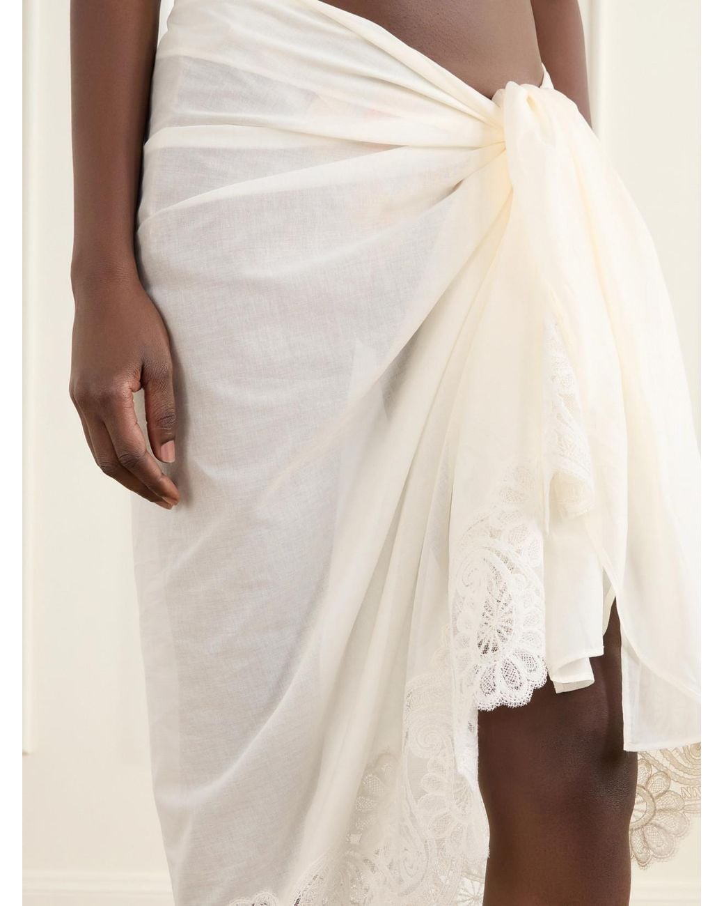 Zimmermann White Lace-Trimmed Cotton Pareo