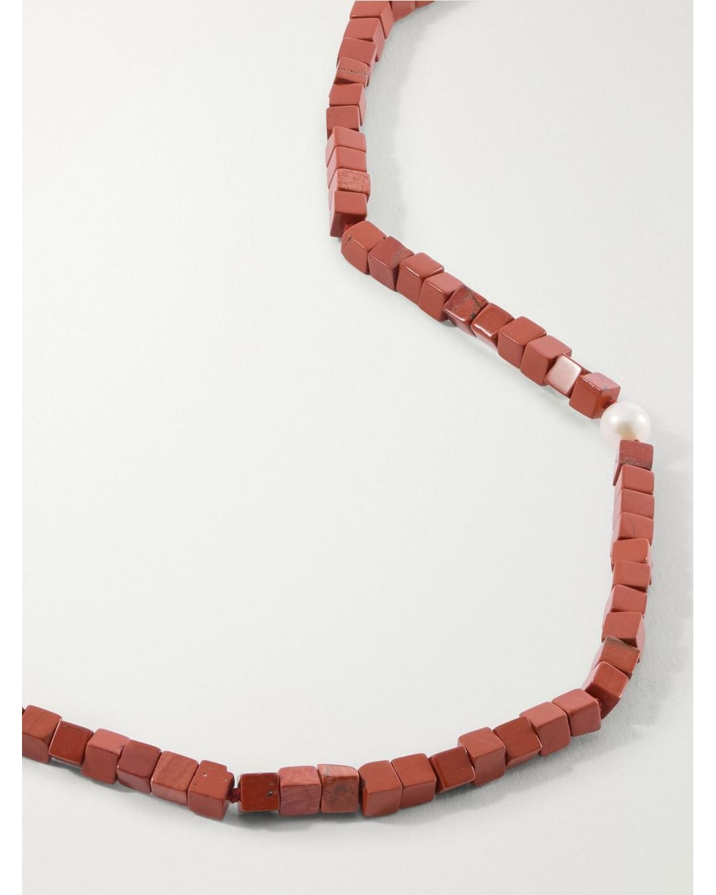Le Sundial Red Ines Sterling, Jasper And Pearl Necklace