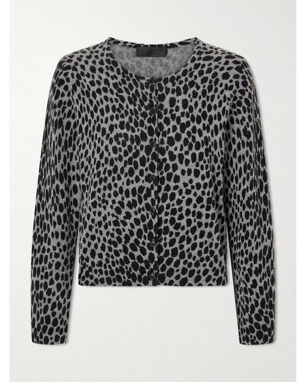 Nili Lotan Black Keelah Leopard-Jacquard Cashmere Cardigan