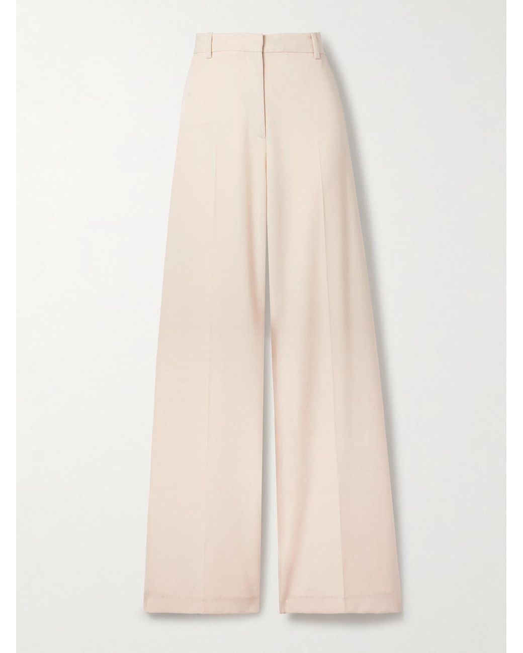 Nili Lotan Natural River Wool-Twill Wide-Leg Pants