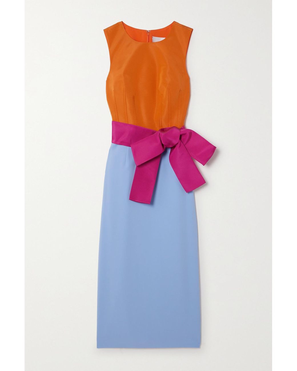 Robe Midi Color-block En Faille De Soie À Nœud Carolina Herrera en coloris  Bleu | Lyst
