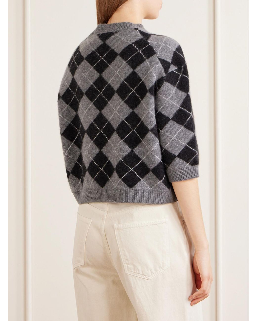 arch4 Gray Karlie Checked Cashmere Sweater