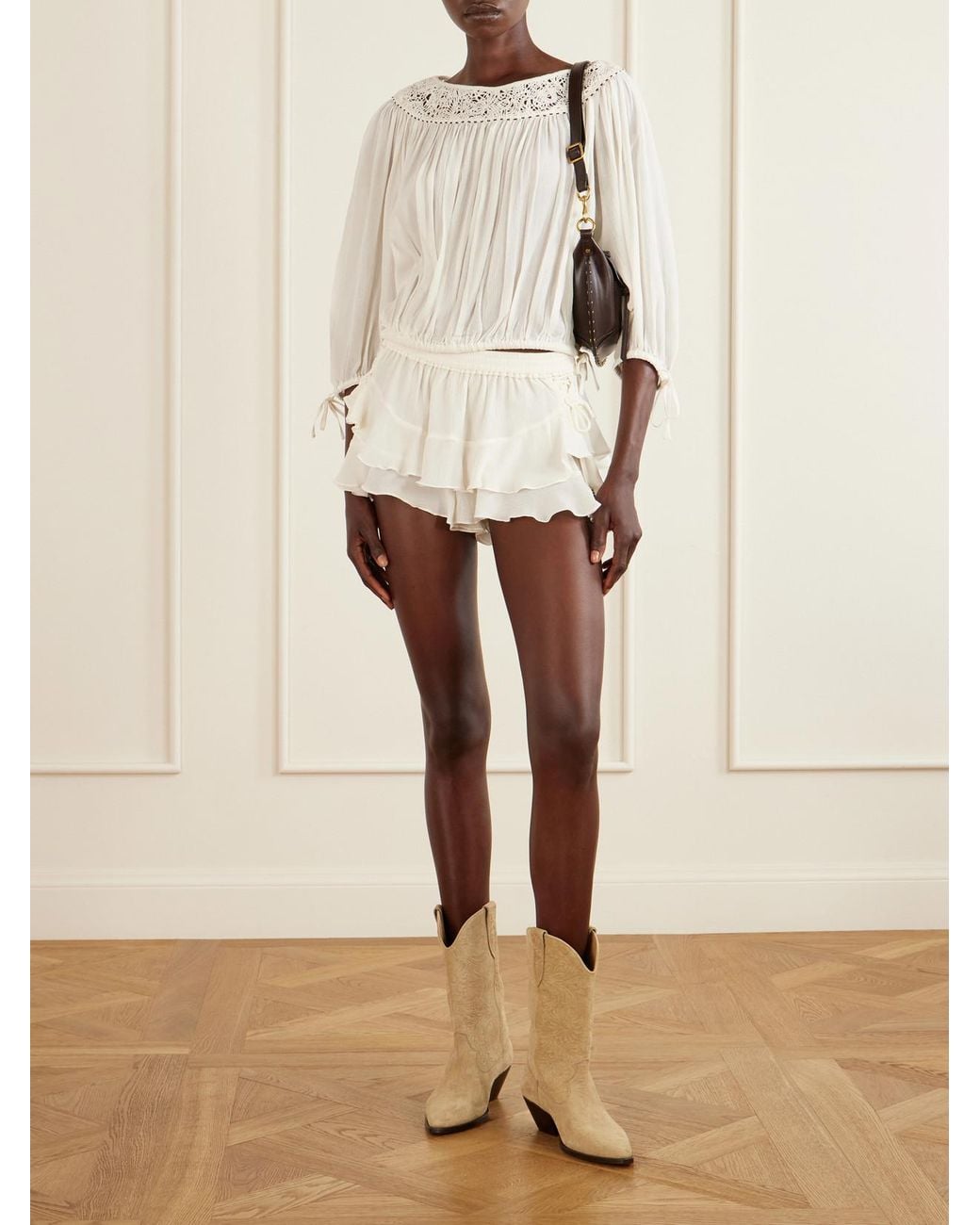 Isabel Marant Natural Geisa Silk-Chiffon Mini Skirt