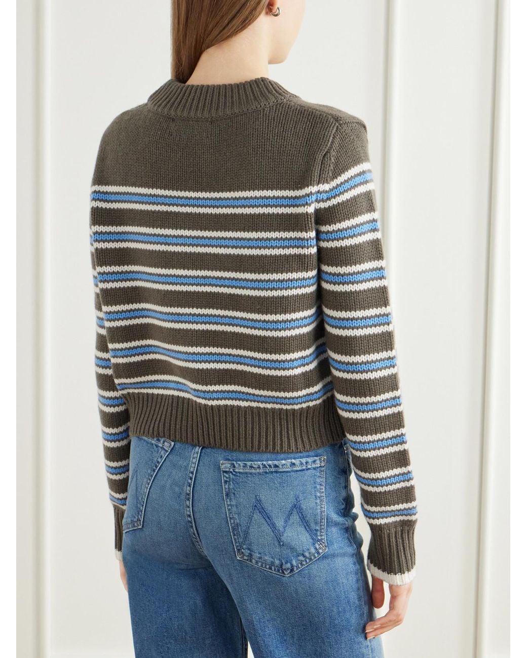 La Ligne Brown Mini Marin Striped Wool And Cashmere-Blend Sweater