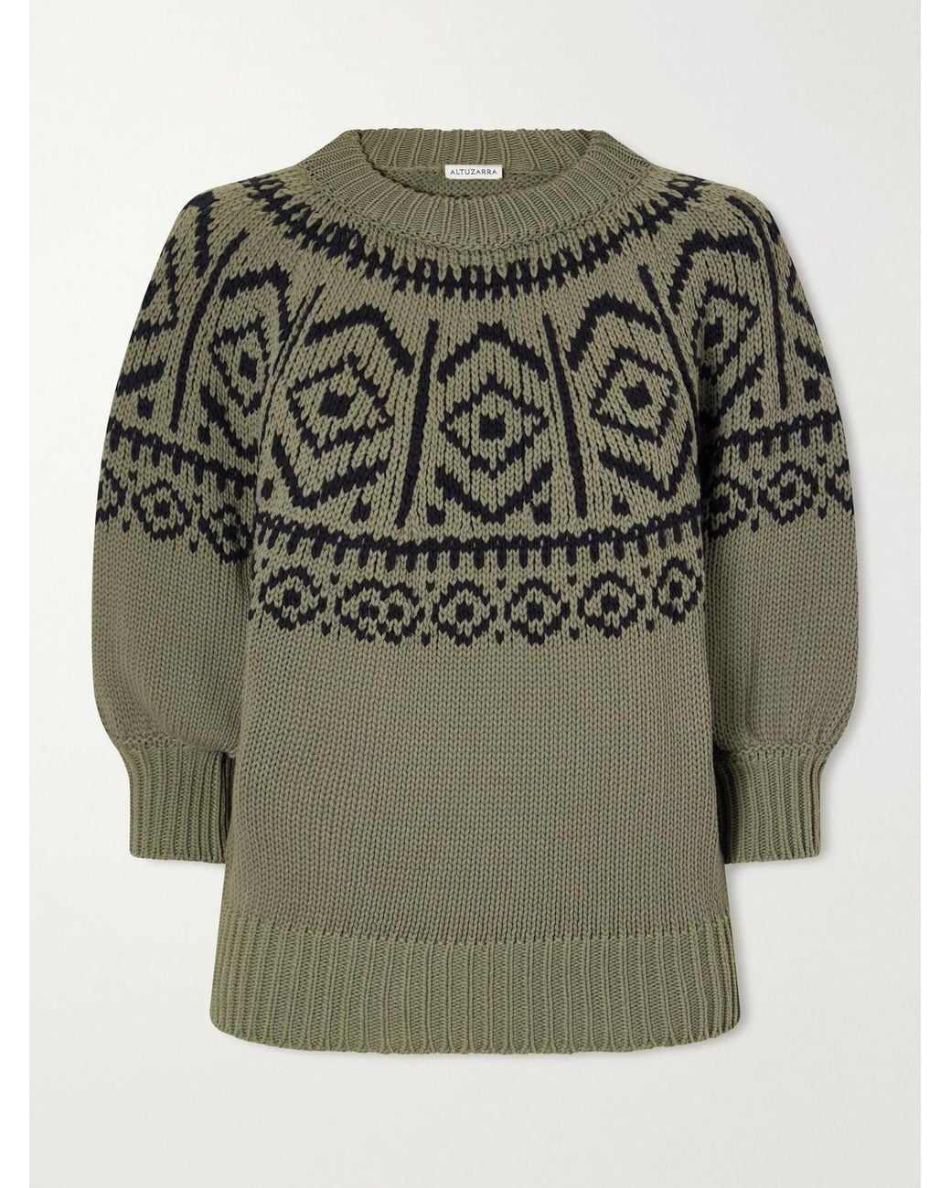 Altuzarra Gray Howard Intarsia-Knit Cotton-Blend Sweater