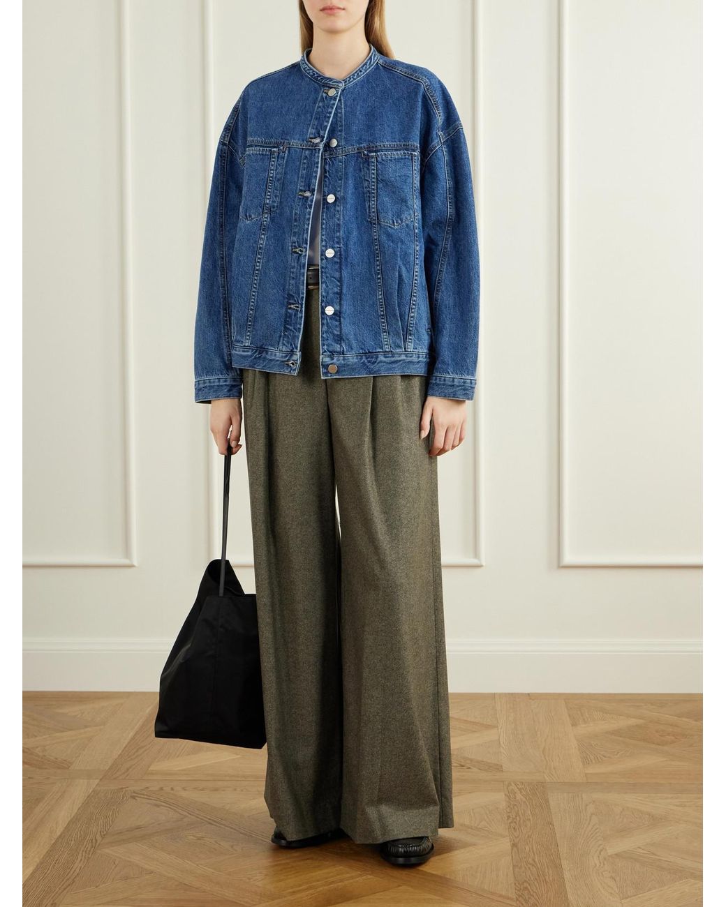 Twp Green Avery Stretch Wool And Cashmere-Blend Herringbone Wide-Leg Pants