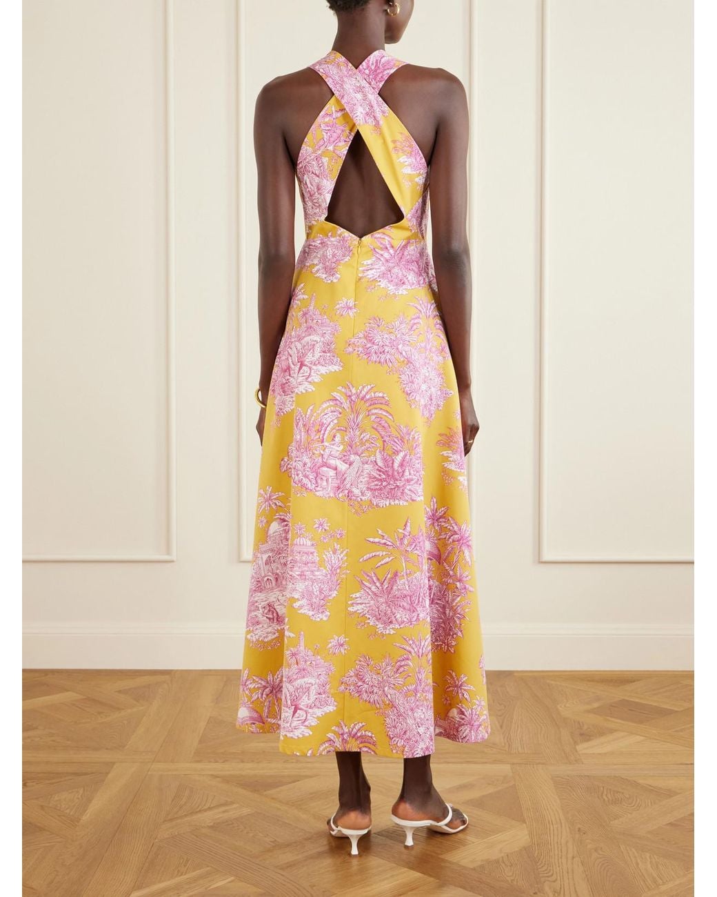 Marta Ferri White Colonna Printed Cotton Maxi Dress