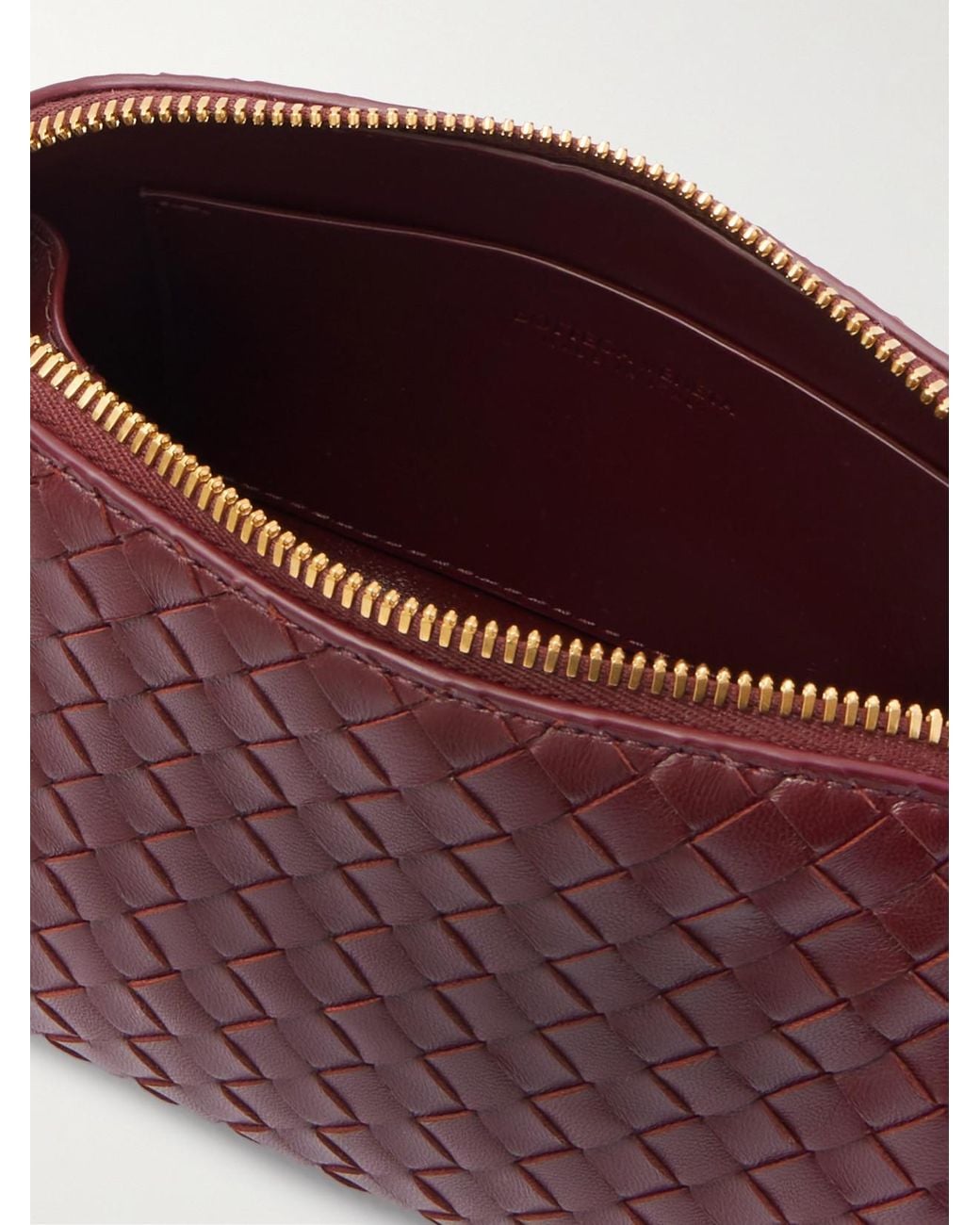 Bottega Veneta Red Concert Pouch Intrecciato Leather Shoulder Bag